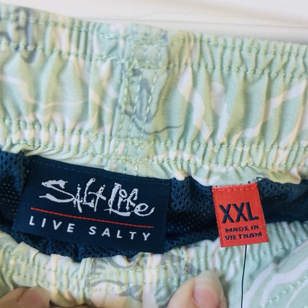 Swimsuit Salt Life Men's 2XL Swim‎ Trunks New! Fish Turtles Green Anti Rash BBB